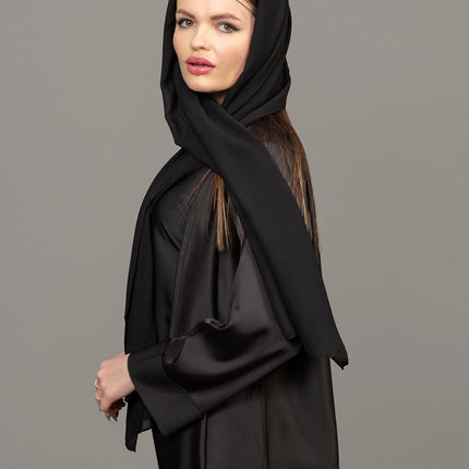 Luxury Black Satin Kaftan Abaya