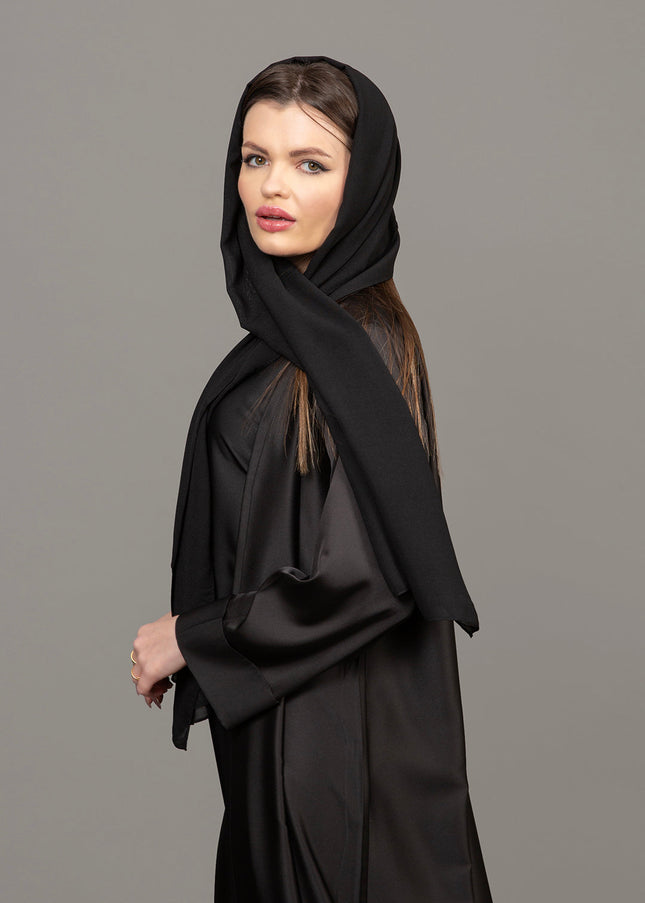Luxury Black Satin Kaftan Abaya