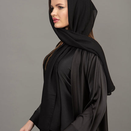 Luxury Black Satin Kaftan Abaya
