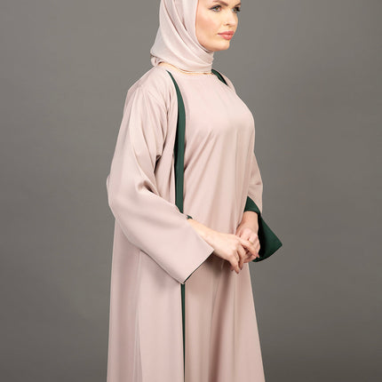 Reversible Emerald Green & Nude 3-Piece Abaya Set