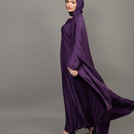 Premium Purple Satin Kaftan Abaya