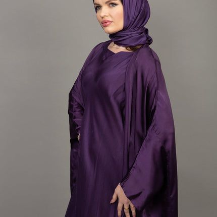 Premium Purple Satin Kaftan Abaya