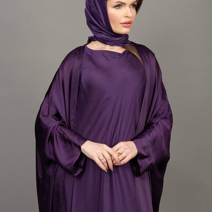 Premium Purple Satin Kaftan Abaya