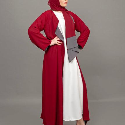 Reversible Burgundy & Grey 3-Piece Abaya Set