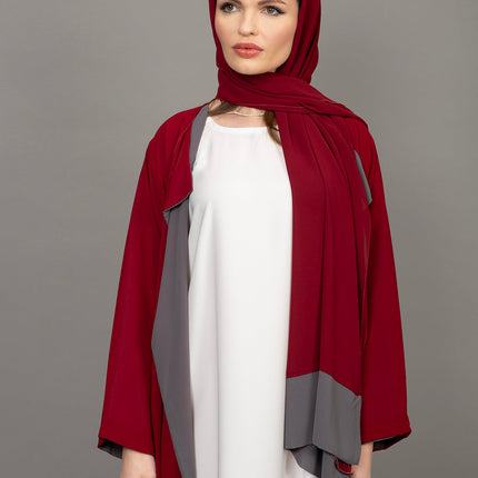 Reversible Burgundy & Grey 3-Piece Abaya Set