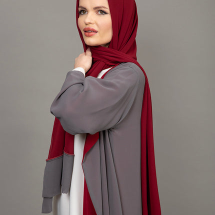 Reversible Burgundy & Grey 3-Piece Abaya Set