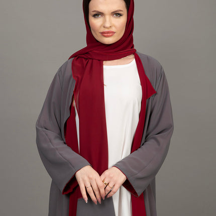 Reversible Burgundy & Grey 3-Piece Abaya Set
