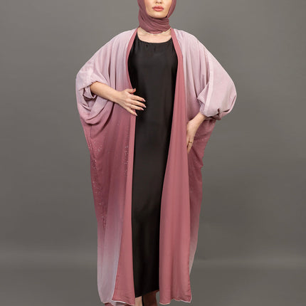 Ombre Sparkle Abaya (Rose Pink Gradient)