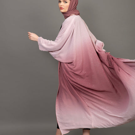 Ombre Sparkle Abaya (Rose Pink Gradient)