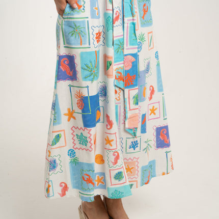 Coastal Print Shirt Dress in Swiss Cotton
