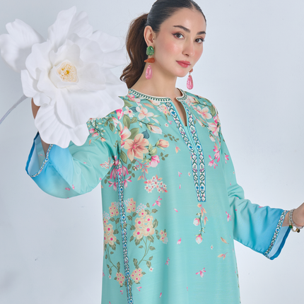 Aqua Bloom Printed Kaftan