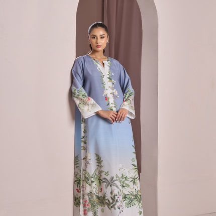 Blue Botanical Kaftan – Natural Crepe