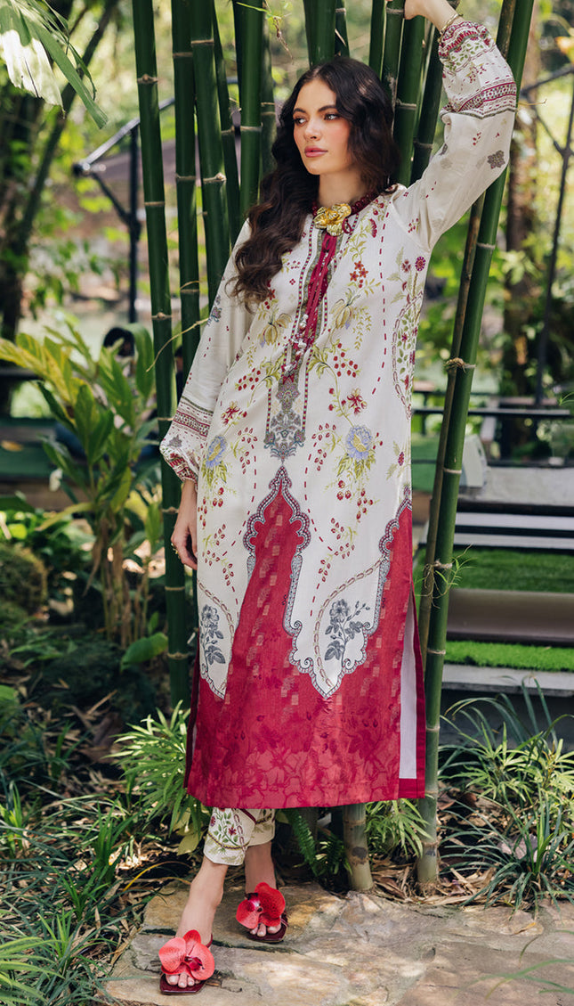 Crimson Bloom Swiss Cotton Kaftan