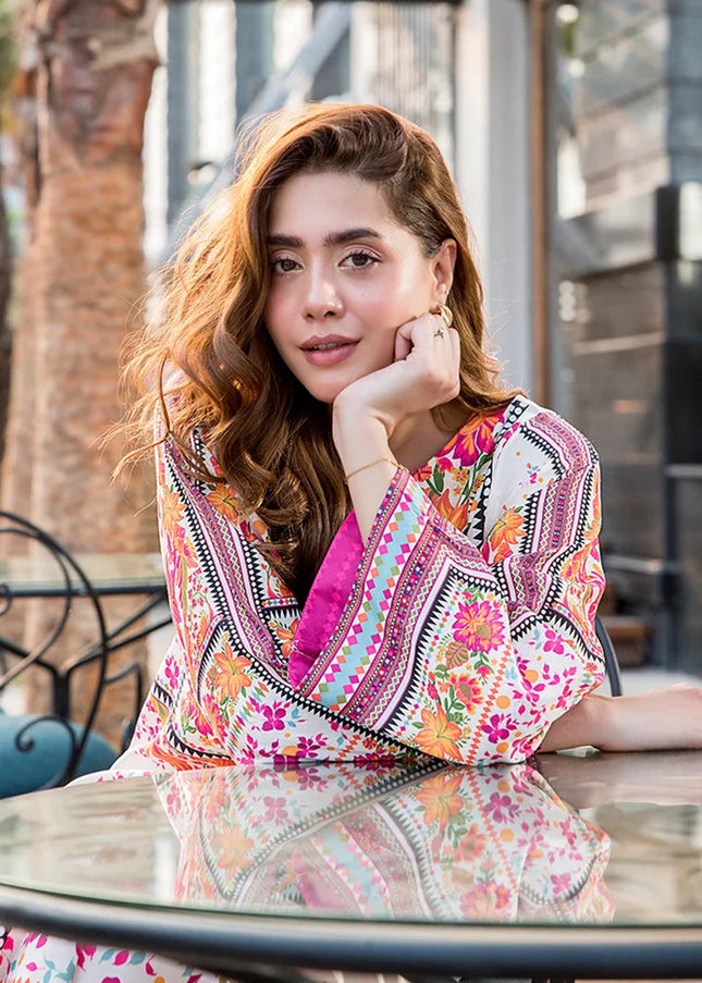 Tropical Bloom Kaftan Set – Natural Crepe