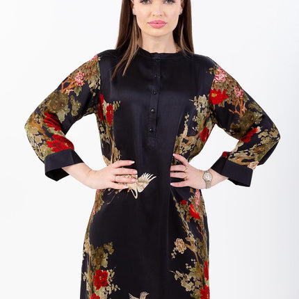 Midnight Bloom Kaftan with Matching Scarf