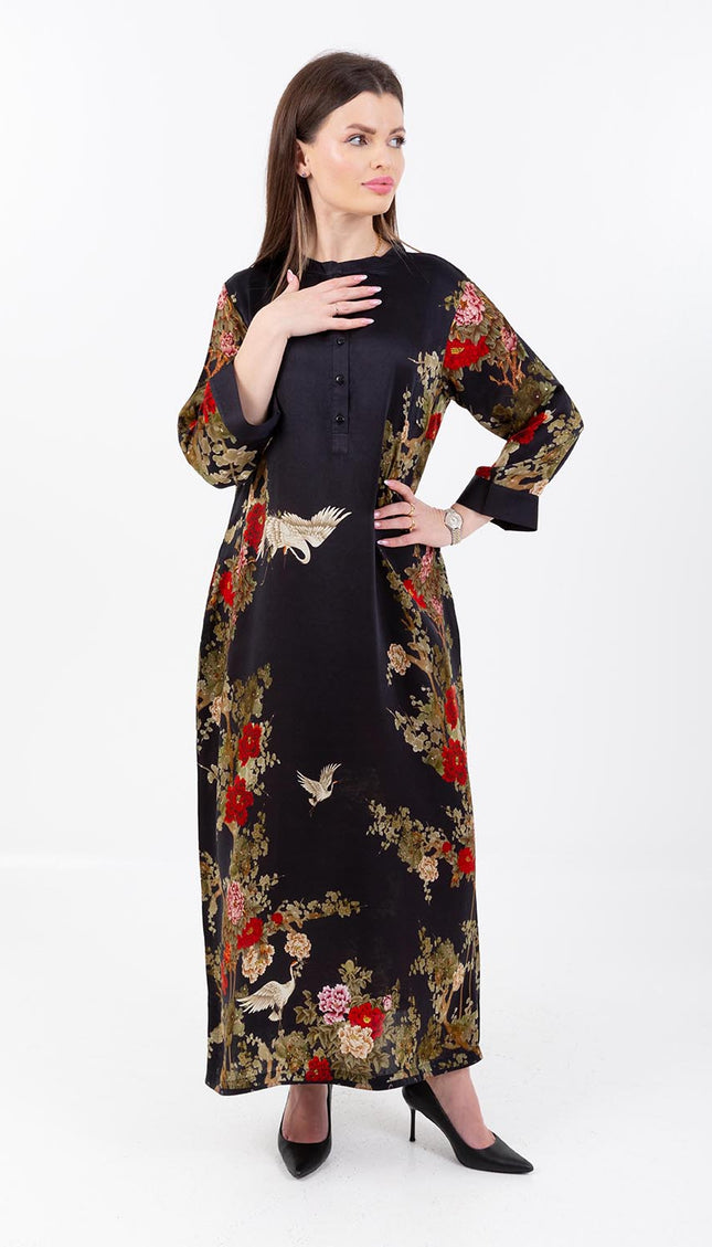 قفطان ميدنايت بلوم مع وشاح متناسق 