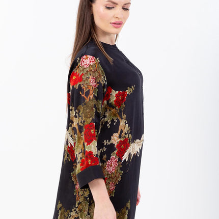 Midnight Bloom Kaftan with Matching Scarf