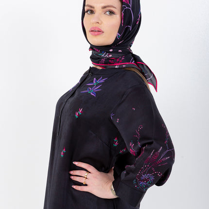 Noir Garden Kaftan with Matching Scarf