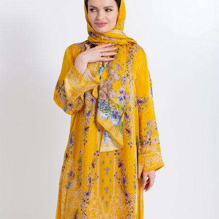 Saira Mustard Bloom Cupro Satin Scarf