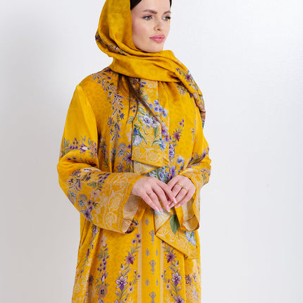 Saira Mustard Bloom Cupro Satin Scarf