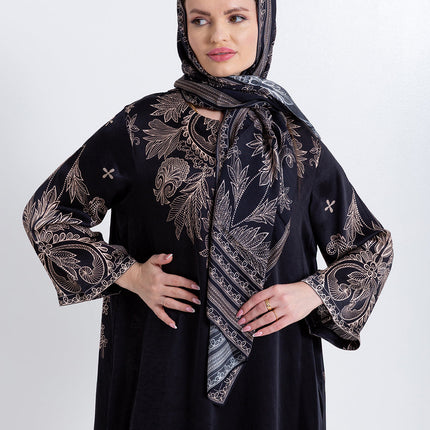 Noora Black Heritage Cupro Satin Scarf