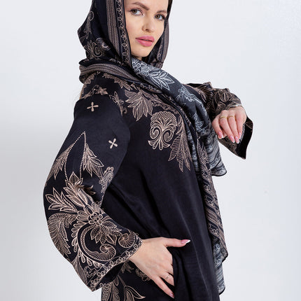 Noora Black Heritage Cupro Satin Scarf