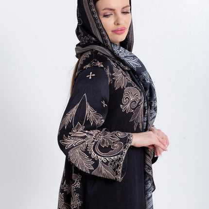 Noora Black Heritage Cupro Satin Scarf